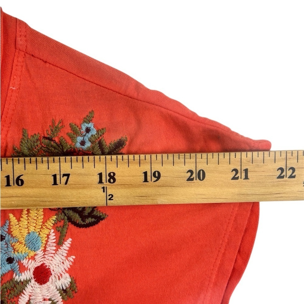 Johnny Was Embroidered Soft Orange Tunic Dress Size S Pockets V-neck Floral - Picture 12 of 13